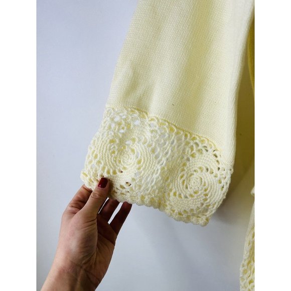 NOS VTG 70s Crochet Knit Wrap Belted Cardigan Sweater Hippy Y2K - Picture 3 of 7